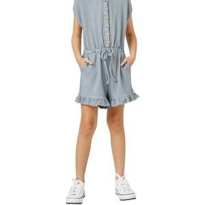 NEW HAYDEN LA girl's buttoned stripe knit romper in blue